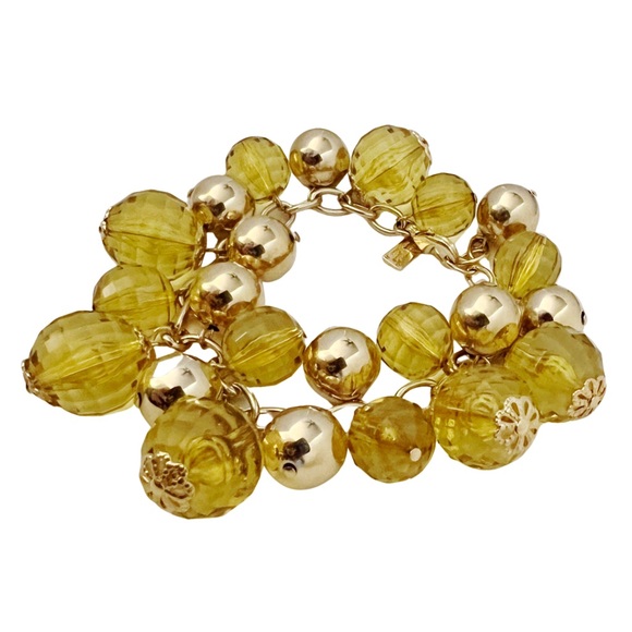 KATE SPADE 2009 Holiday Collection Citrine Yellow Gold Vintage Bead Bracelet - Picture 4 of 6